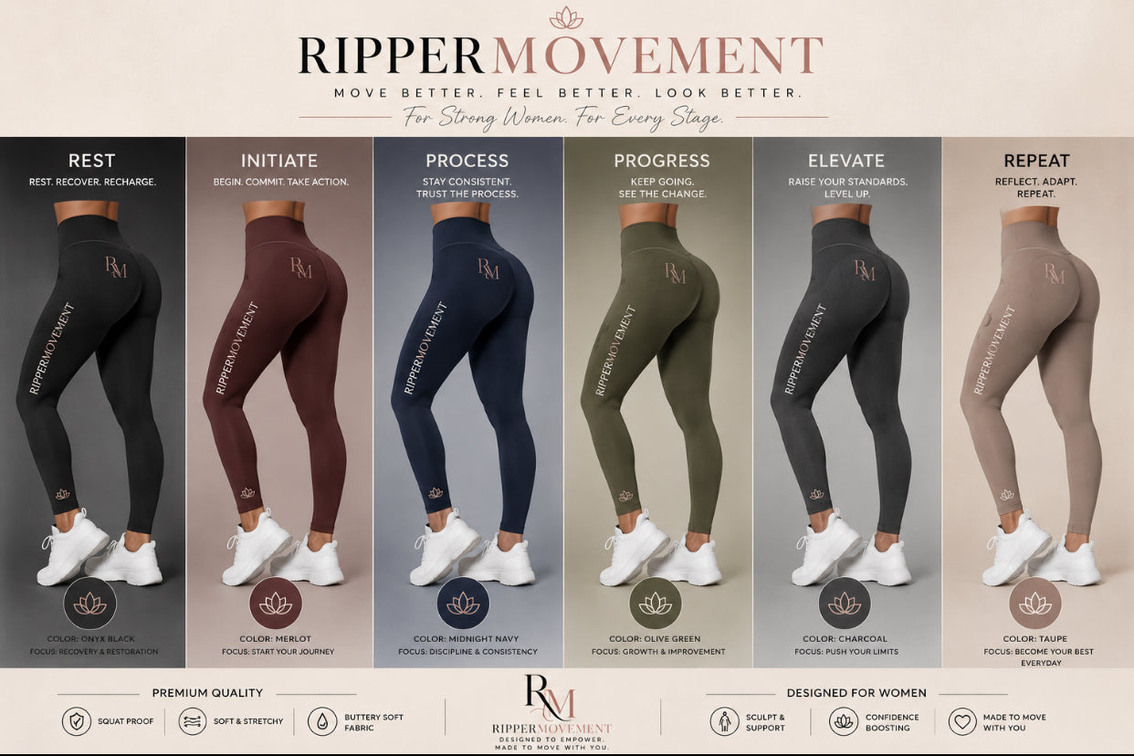 RIPPERMOVEMENT™ Sculpt Leggings
Variants:
* Rest Black
* Initiate Merlot
* Process Navy
* Progress Olive
* Elevate Charcoal
* Repeat Taupe