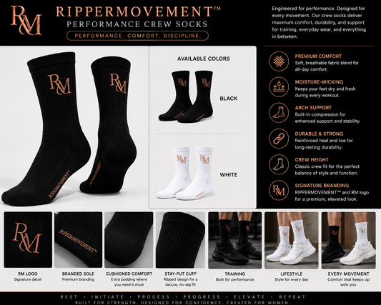 RIPPERMOVEMENT™ Performance Crew Socks | Premium Athletic Socks
