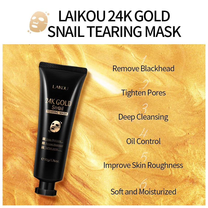 Gold Snail Collagen Peel Off Mask Remove Blackheads Acne Anti-Wrinkle Lifting Firming Oil-Control Shrink Pores Face Skin Care