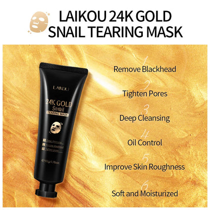 Gold Snail Collagen Peel Off Mask Remove Blackheads Acne Anti-Wrinkle Lifting Firming Oil-Control Shrink Pores Face Skin Care