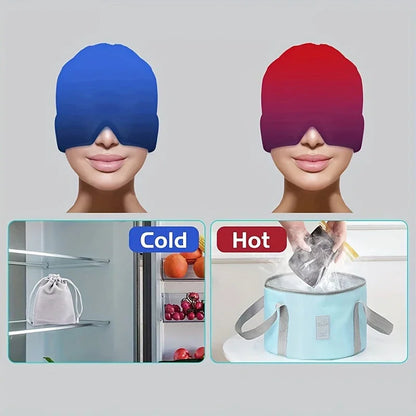 Gel Cold Hot Head Ice Cap Massager Head Wrap Face Mask Head Massage Sleep Eye Mask Health Care Tool Black and Pink