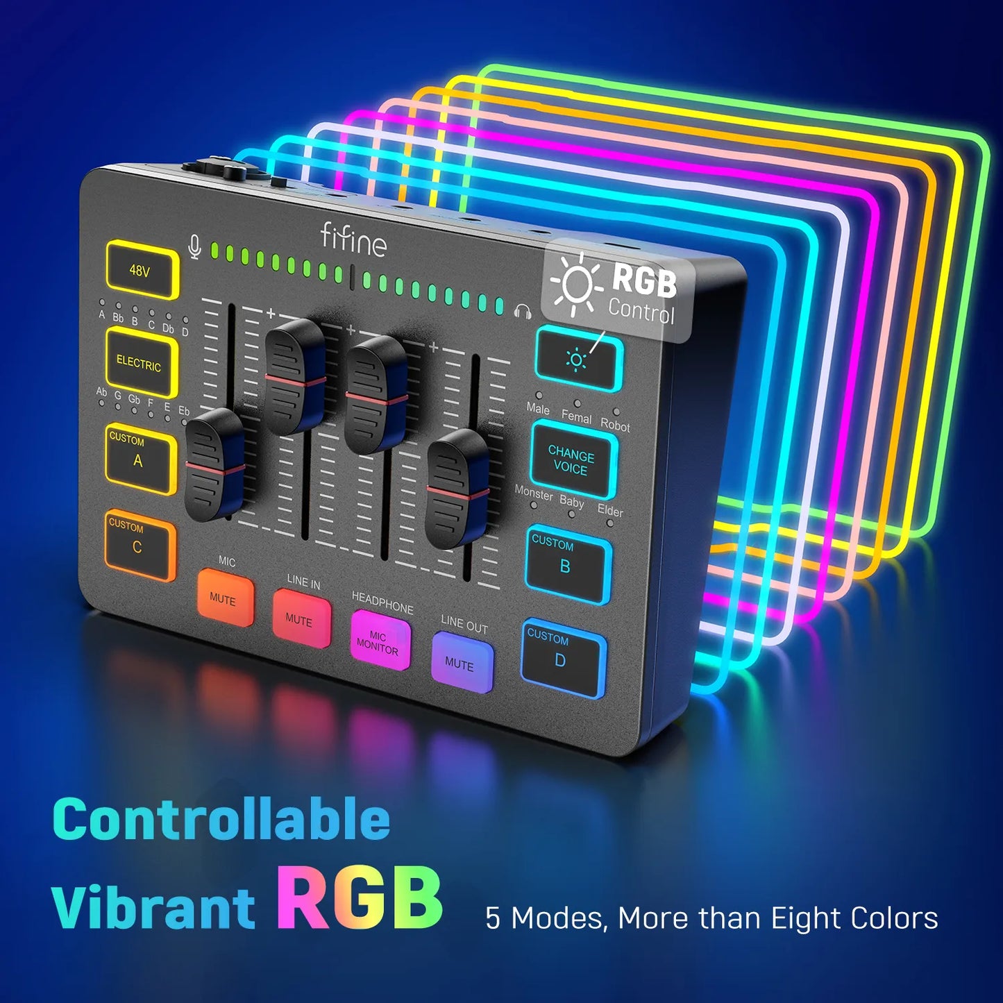 Gaming Audio Mixer,Streaming 4-Channel RGB Mixer with XLR Microphone Interface,for Game Voice,Podcast,AmpliGame SC3