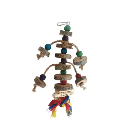 Colorful Wooden Beads Ropes Natural Blocks Tearing Toys for Small Medium Birds Mini Macaw