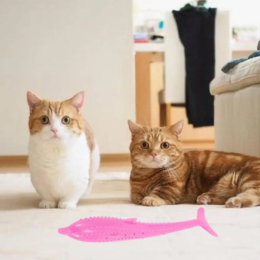 HAPPY CATS Silicone Fish-Shaped Catnip Toy Soft Kitten Clean Teeth