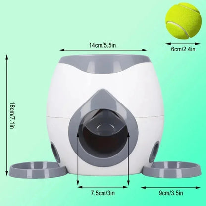 Dog Ball Pet Toys 2 In 1 Dog Tennis Launcher Throwing Interactive Training Automatic Food Leakage Device For Pet Dog Feeder Toy