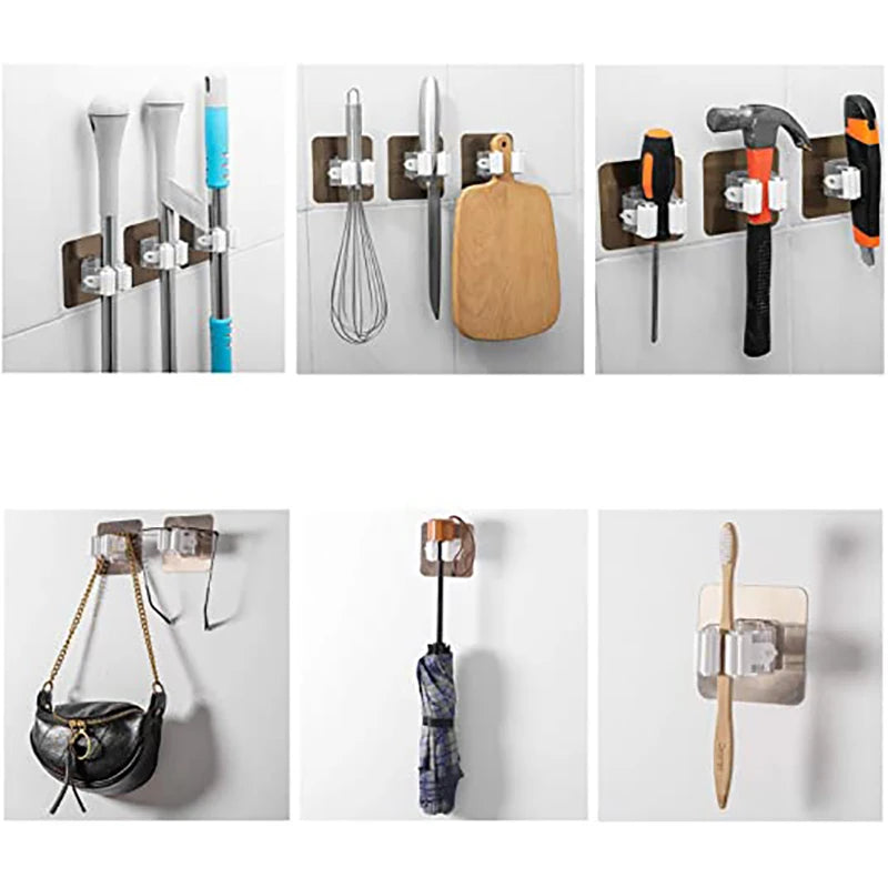 Multi-Purpose Wall Mounted Mop Organizer Holder