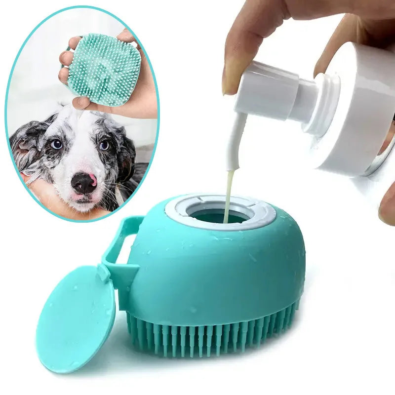 Puppy Big Dog Cat Bath Massage Gloves Brush Soft Safety Silicone