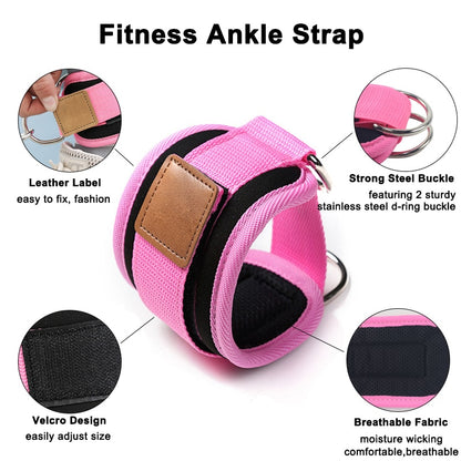 Ladies Fitness Ankle Straps Adjustable D-Ring Foot Support