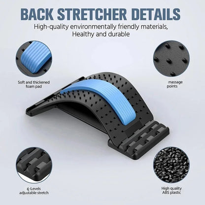 Back Stretcher Lower Back Pain Relief Device 4 Level Back Cracker Back Massager Lumbar Support Spine Board for Herniated Disc