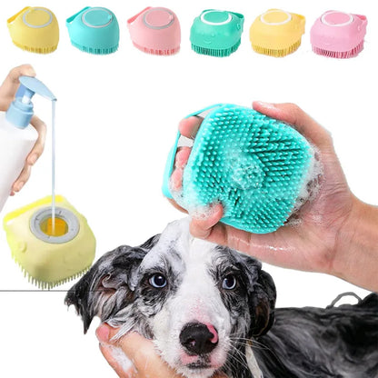 Puppy Big Dog Cat Bath Massage Gloves Brush Soft Safety Silicone