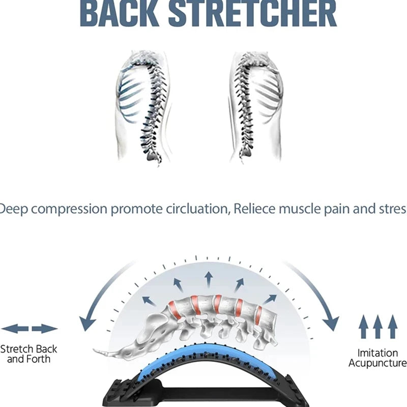 Back Stretcher Lower Back Pain Relief Device 4 Level Back Cracker Back Massager Lumbar Support Spine Board for Herniated Disc