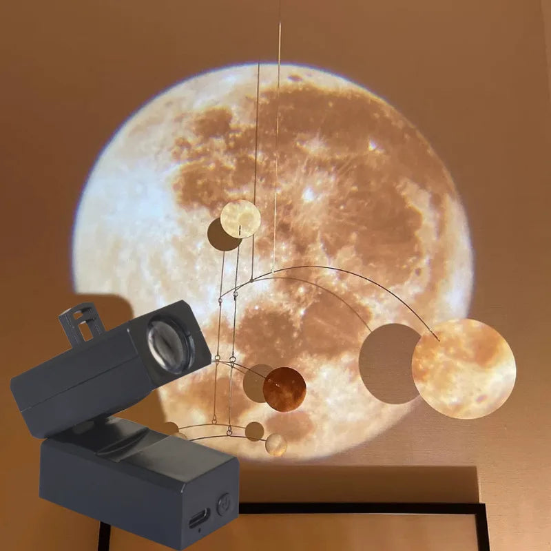 Earth Moon Projection Lamp Star Projector Planet Projector Background Atmosphere Led Night Light for Kids Bedroom Wall Decor