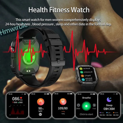 Military SmartWatch Blood Pressure Oxygen Fitness Watch