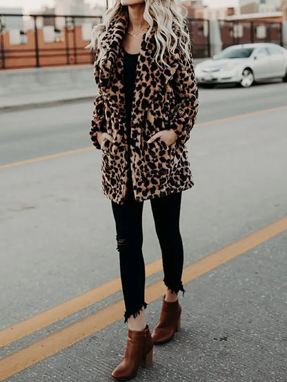 Leopard Coat Women Long Winter