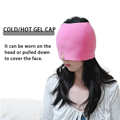 Gel Cold Hot Head Ice Cap Massager Head Wrap Face Mask Head Massage Sleep Eye Mask Health Care Tool Black and Pink