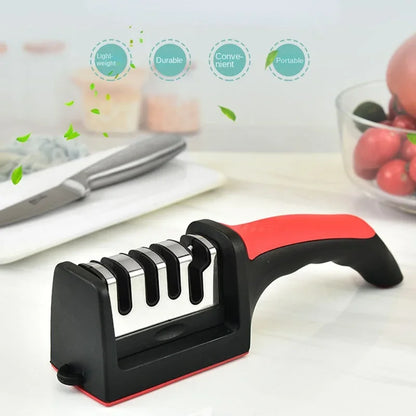 Kitchen 4-Segment Knife Sharpener Household Multi-Functional Hand-Held Four-Purpose Black Sharpening Stone