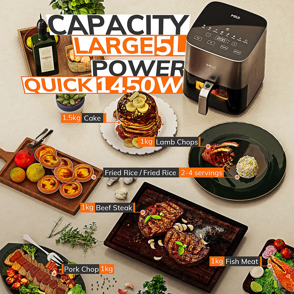 Electric Hot Fryer Oven Oilless Cooker with Touch Control & Nonstick Basket & Visible Window, Family Size